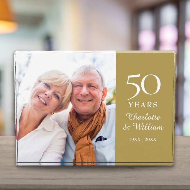 50th Golden Wedding Anniversary Elegant Photo Block (50th Golden Wedding Anniversary Elegant Photo Block)