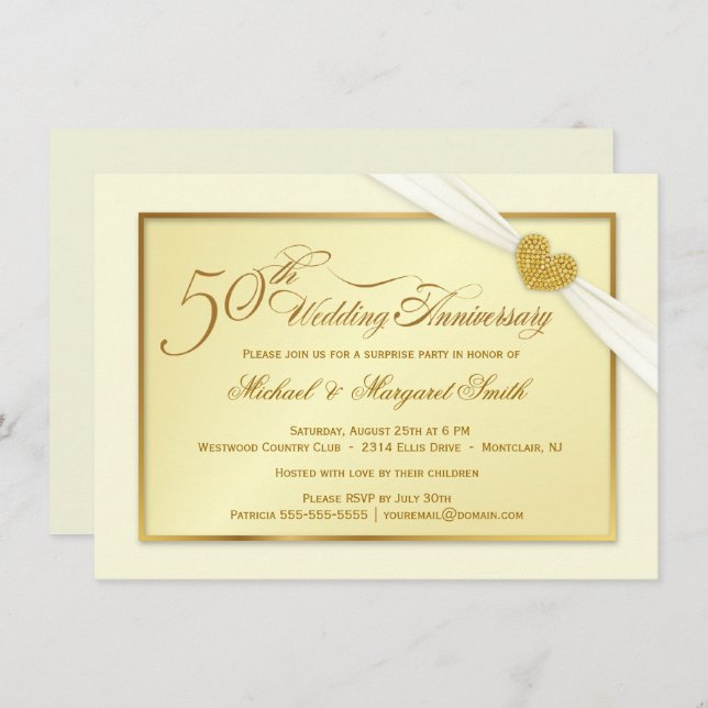50th Golden Wedding Anniversary Fancy Invitations (Front/Back)