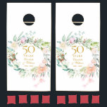 50th Golden Wedding Anniversary Floral Garland Cornhole Set<br><div class="desc">Featuring a delicate watercolor floral garland,  this chic botanical 50th wedding anniversary fun keepsake throw blanket can be personalised with your special anniversary information in elegant gold typography. Designed by Thisisnotme©</div>
