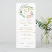 50th Golden Wedding Anniversary Floral RSVP Invitation (Standing Front)