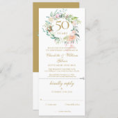 50th Golden Wedding Anniversary Floral RSVP Invitation (Front/Back)