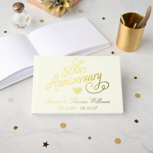 50th Golden Wedding Anniversary Foil Guest Book