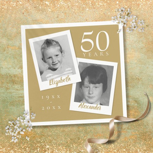 50th Golden Wedding Anniversary Fun Child Photos Napkins