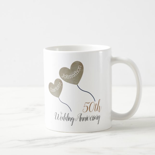 50th golden wedding anniversary gift coffee mug (Right)