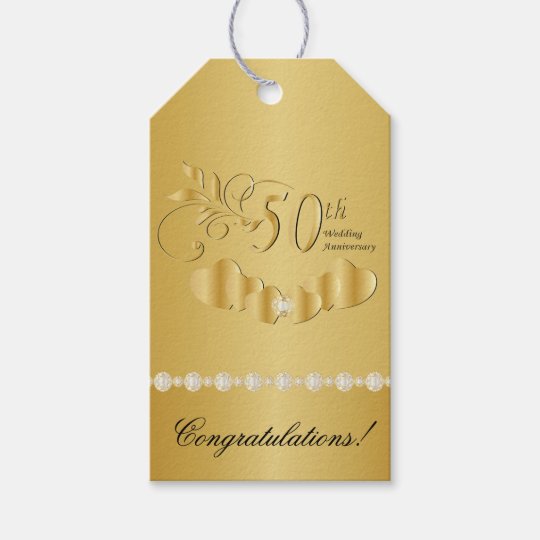 50th Golden Wedding Anniversary Gift Tags