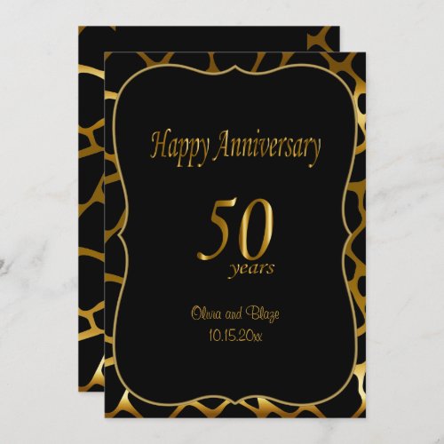 50th Golden Wedding Anniversary  Giraffe Pattern Invitation