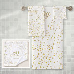 50th Golden Wedding Anniversary Gold Confetti Bath Towel Set<br><div class="desc">Featuring delicate gold dust confetti,  you can personalise with your special fifty years golden anniversary information in chic gold typography. Designed by Thisisnotme©</div>