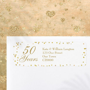50th Golden Wedding Anniversary Gold Confetti Label