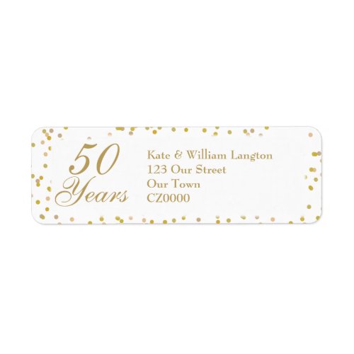 50th Golden Wedding Anniversary Gold Confetti Label