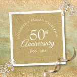 50th Golden Wedding Anniversary Gold Confetti Napkins<br><div class="desc">Featuring delicate gold dust confetti. Personalise with your special fifty years golden anniversary information in chic white lettering. Designed by Thisisnotme©</div>