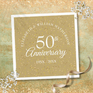 50th Golden Wedding Anniversary Gold Confetti Napkins