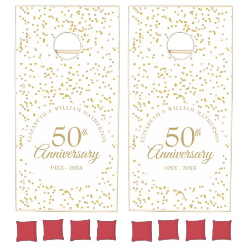 50th Golden Wedding Anniversary Gold Dust Confetti Cornhole Set