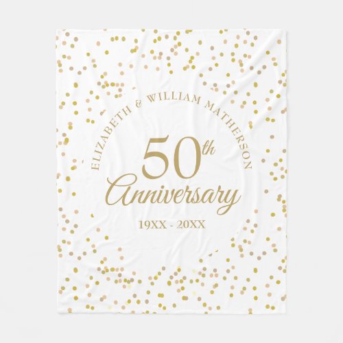 50th Golden Wedding Anniversary Gold Dust Confetti Fleece Blanket