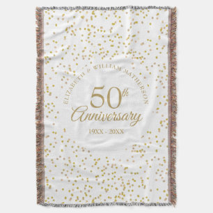 50th Golden Wedding Anniversary Gold Dust Confetti Throw Blanket