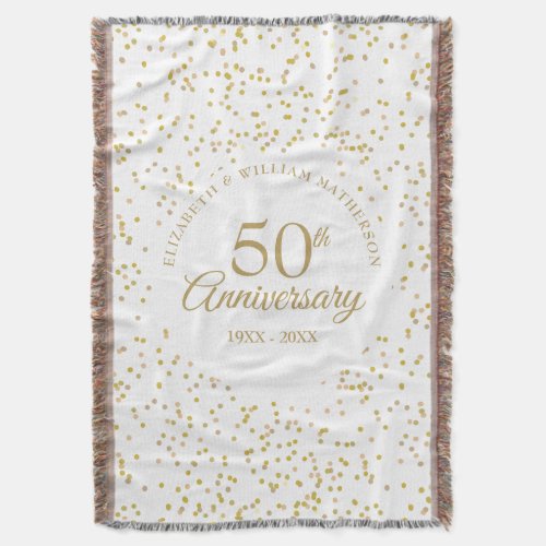 50th Golden Wedding Anniversary Gold Dust Confetti Throw Blanket