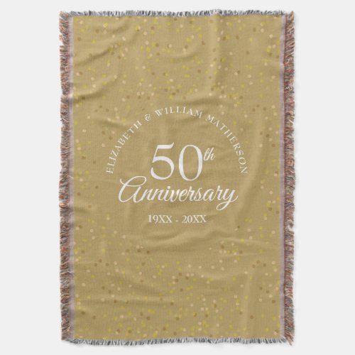 50th Golden Wedding Anniversary Gold Dust Confetti Throw Blanket