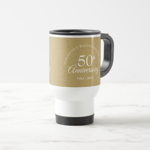 50th Golden Wedding Anniversary Gold Dust Confetti Travel Mug