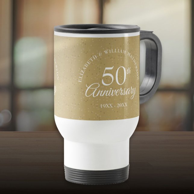 50th Golden Wedding Anniversary Gold Dust Confetti Travel Mug (50th Golden Wedding Anniversary Gold Dust Confetti Travel Mug)