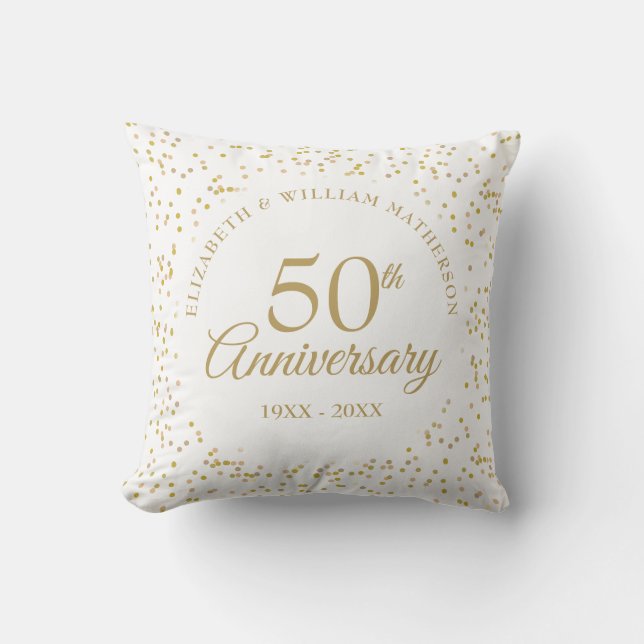 50th Golden Wedding Anniversary Gold Dust Photo Throw Pillow (Front)