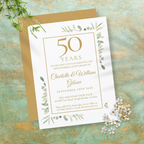 50th Golden Wedding Anniversary Greenery 