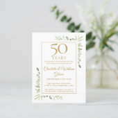 50th Golden Wedding Anniversary Greenery  Invitation Postcard (Standing Front)