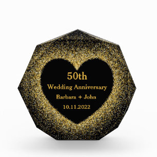 50th Golden Wedding Anniversary Heart Gold Glam Ac Acrylic Award