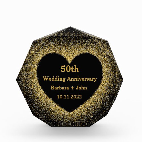 50th Golden Wedding Anniversary Heart Gold Glam Ac Acrylic Award