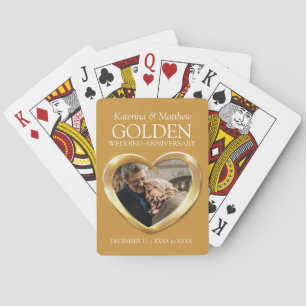 50th Golden Wedding anniversary heart photo Poker Cards