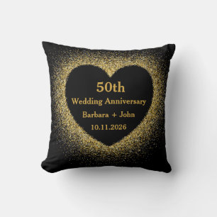 50th Golden Wedding Anniversary Heart  Throw Pillow