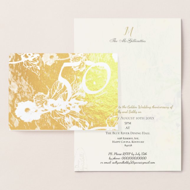 50th Golden Wedding Anniversary Invitation (Display)