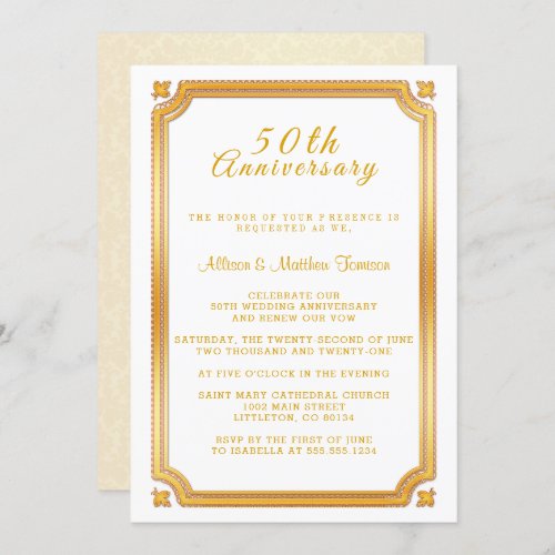 50th Golden Wedding Anniversary Invitation