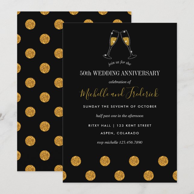 50th Golden Wedding Anniversary Invitation (Front/Back)