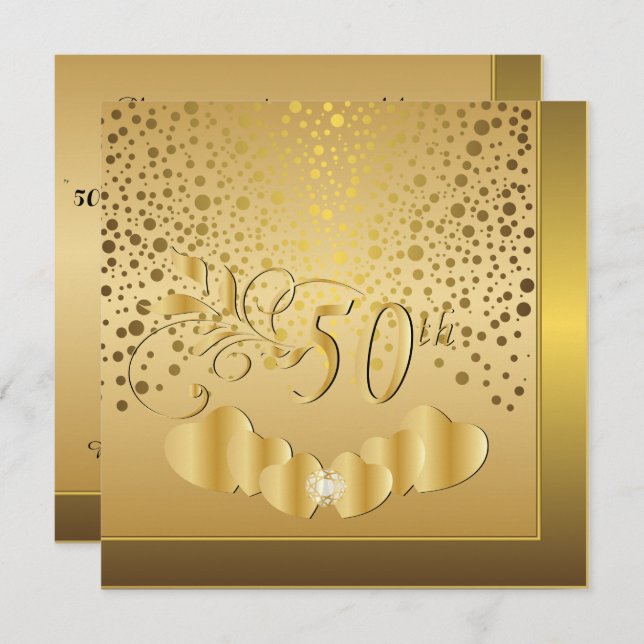 50th Golden Wedding Anniversary Invitation (Front/Back)