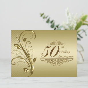 50th Golden Wedding Anniversary Invitation Card