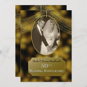 50th Golden Wedding Anniversary Invitation, Photo Invitation