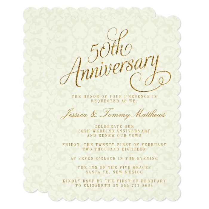 50th Golden Wedding Anniversary Invitations  Zazzle