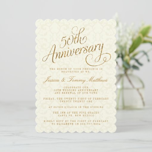 50th Golden Wedding Anniversary Invitations | Zazzle