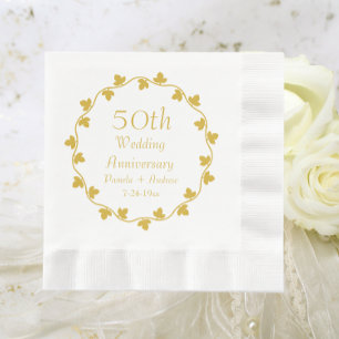 50th Golden Wedding Anniversary Ivy Wreath Napkins