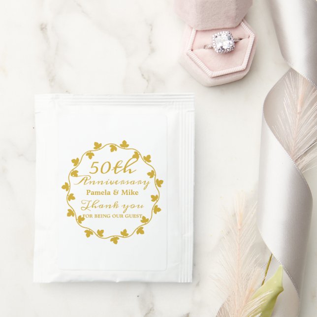 50th Golden Wedding Anniversary Ivy Wreath Tea Bag Drink Mix (Wedding)