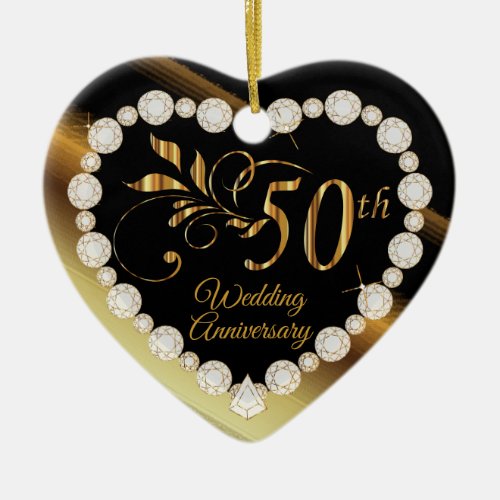 50th Golden Wedding Anniversary Keepsake Ceramic Ornament