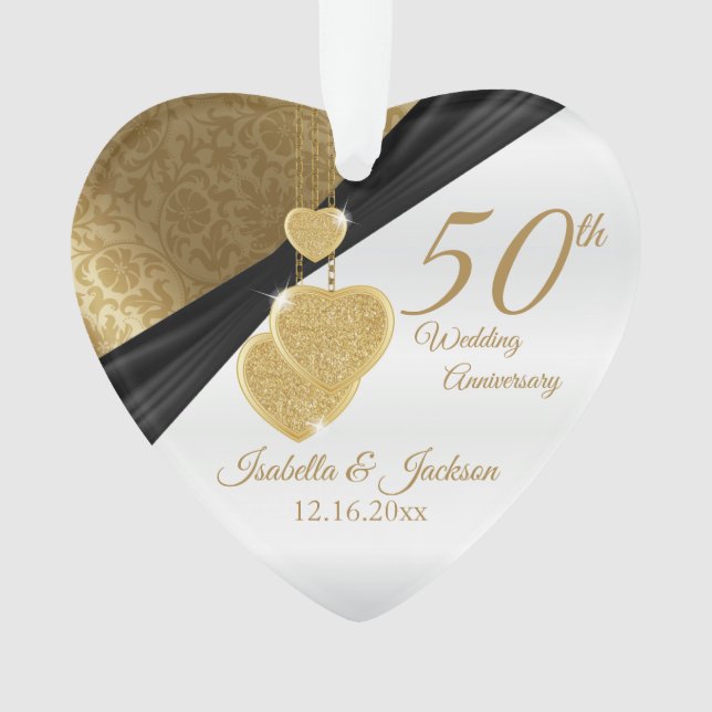 50th 💞Golden Wedding Anniversary Keepsake Design Ornament (Front)