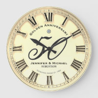 50th Golden Wedding Anniversary Large Clock