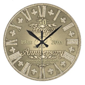 50th Golden Wedding Anniversary Large Clock