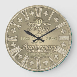 50th Golden Wedding Anniversary Large Clock