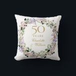 50th Golden Wedding Anniversary Lavender Floral Throw Pillow<br><div class="desc">Featuring a delicate watercolor floral lavender garland,  this chic botanical 50th wedding anniversary keepsake pillow can be personalized with your special anniversary information in elegant gold text. Designed by Thisisnotme©</div>