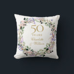 50th Golden Wedding Anniversary Lavender Floral Throw Pillow<br><div class="desc">Featuring a delicate watercolor floral lavender garland,  this chic botanical 50th wedding anniversary keepsake pillow can be personalized with your special anniversary information in elegant gold text. Designed by Thisisnotme©</div>