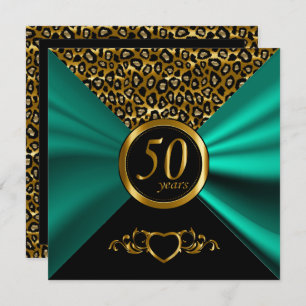 50th Golden Wedding Anniversary Leopard Pattern Invitation
