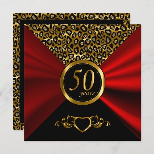 50th Golden Wedding Anniversary  Leopard Pattern Invitation