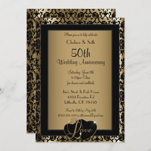 50th Golden Wedding Anniversary  Love Invitation