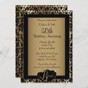 50th Golden Wedding Anniversary Love Invitation